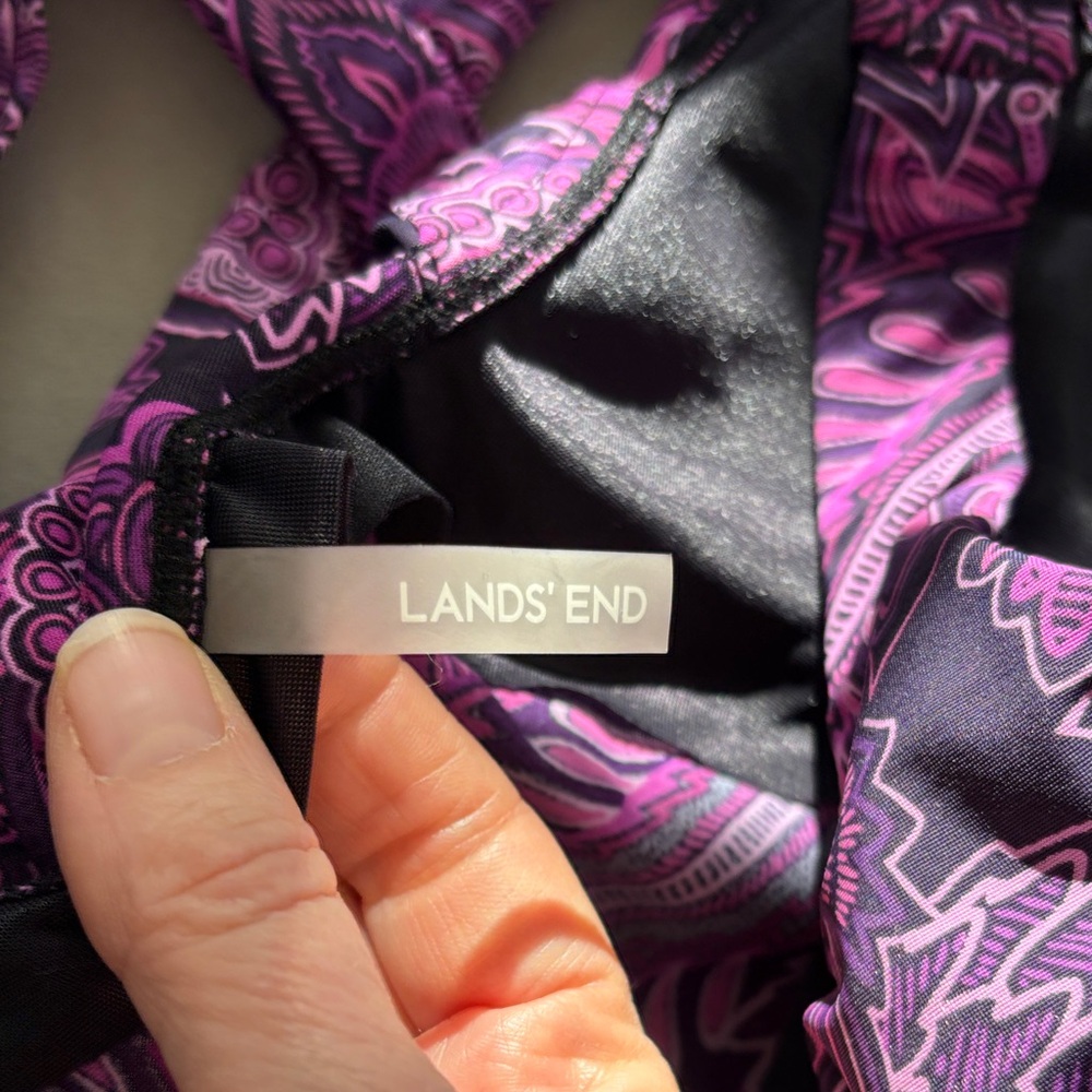 Lands' End Women's Purple and Black Paisley Swimsuit, size 18W - Picture 2 of 8